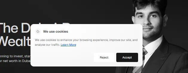 Cookie consent banner shown to new visitors